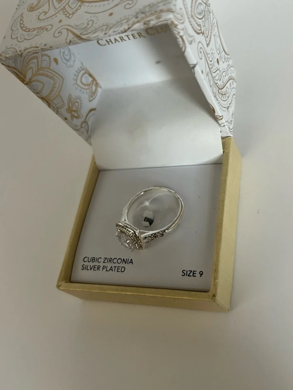 Charter Club Silver-Tone Halo Cubic Zirconia Ring
